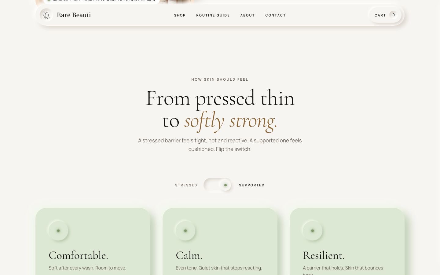 Stressed and supported switch