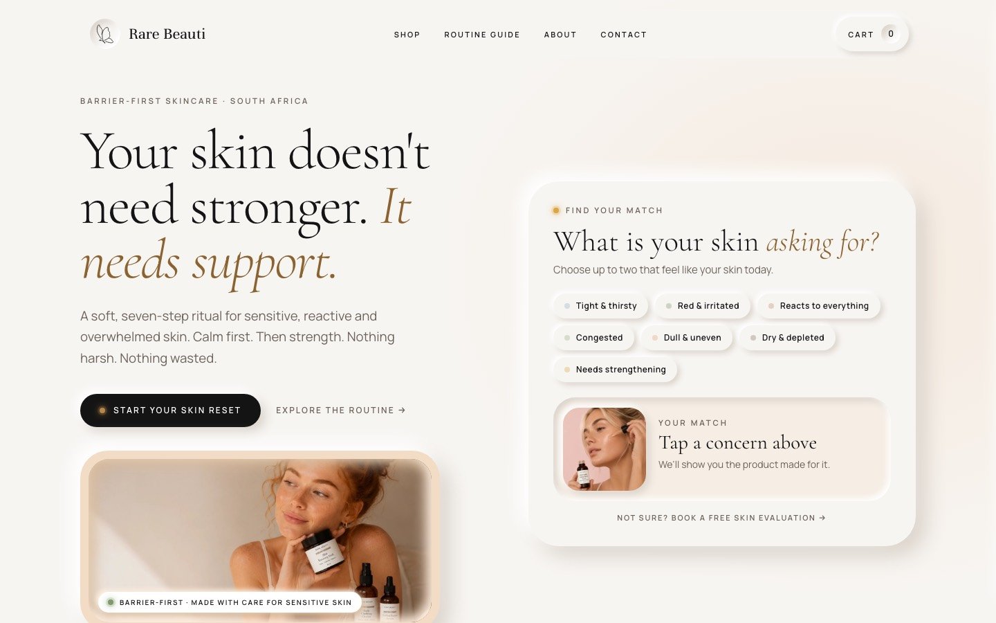 The new Rare Beauti home page